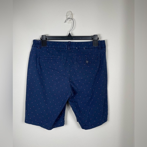 J. Crew by Bermuda Shorts Blue Pink Polka Dot Flat Front Stretch Pockets Cotton - Picture 6 of 9